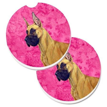 Carolines Treasures Pink Great Dane Set of 2 Cup Holder Car Coaster LH9355PKCARC